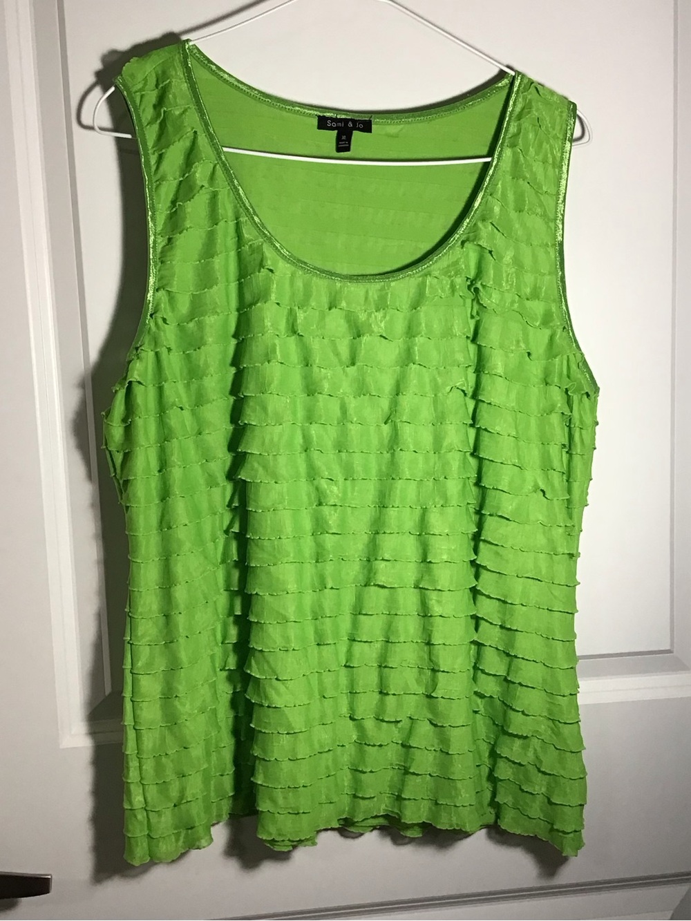 Lime Green Ruffled Sleeveless Top XL